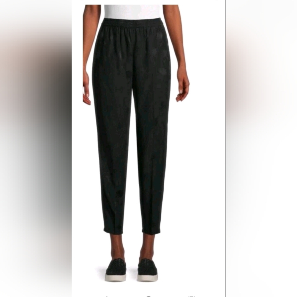 NWT $325 THEORY Easy Jogger Size 8 Black Rose Jacquard